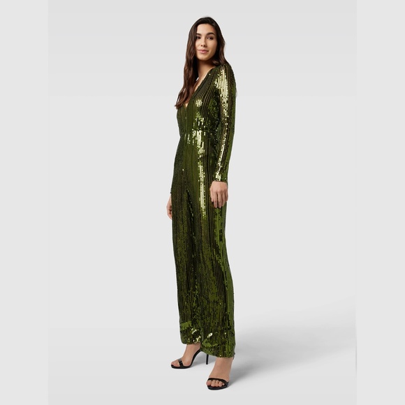 Mango Women's Shimmering Olive Wide-Leg Jumpsuit, Size M. - Picture 3 of 16